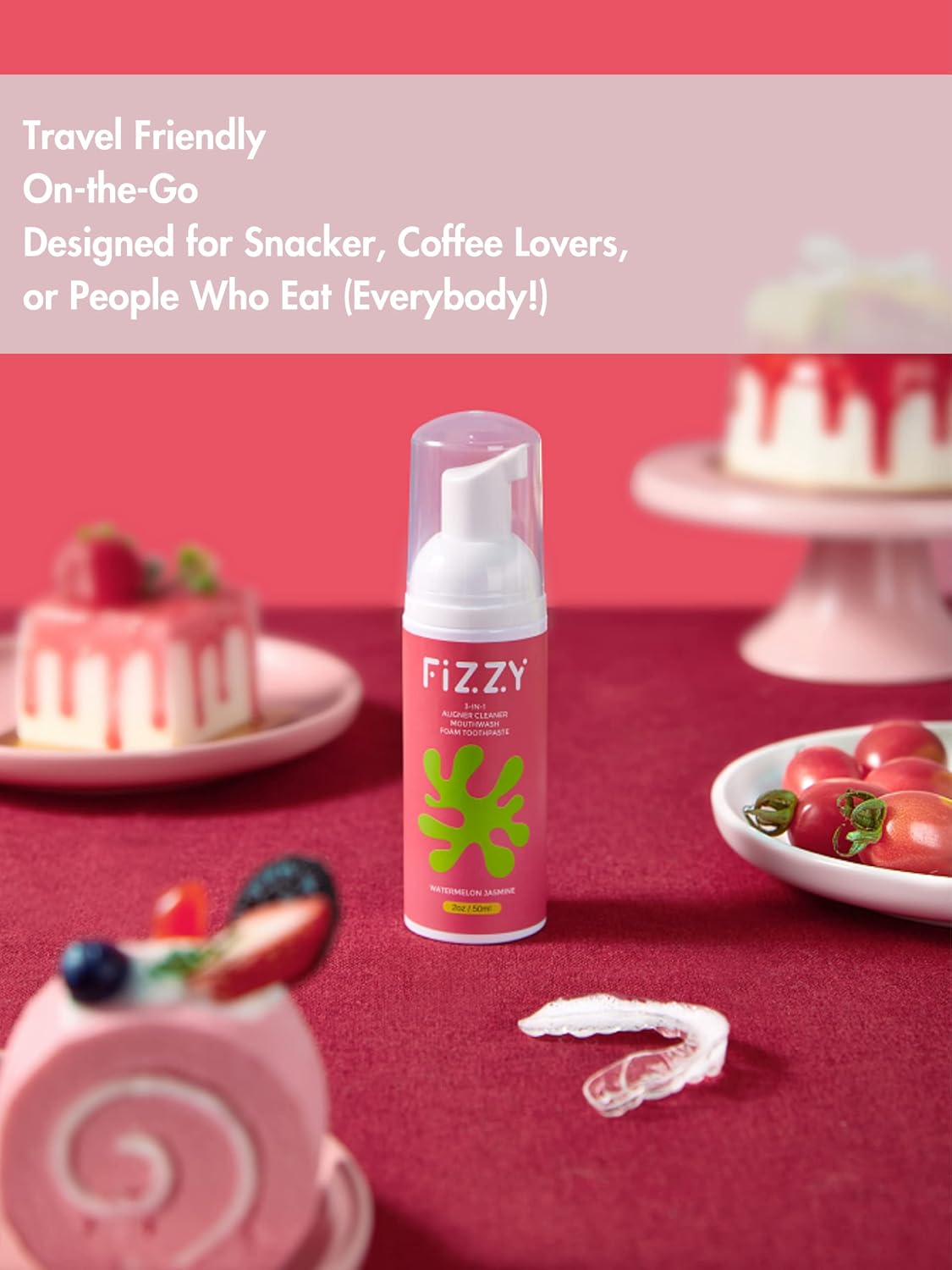 Fizzy 3-in-1 Foam Cleaner, Retainer, Aligner & Denture, Watermelon Jasmine