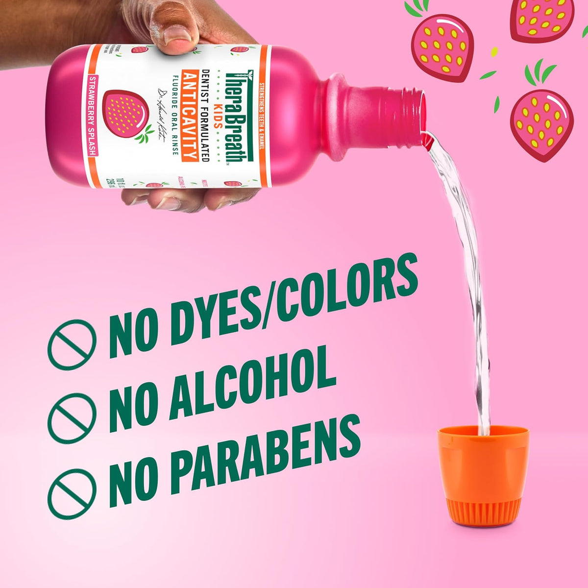 TheraBreath Kids Mouthwash, Organic Strawberry Splash, 16 fl oz, 2-Pack