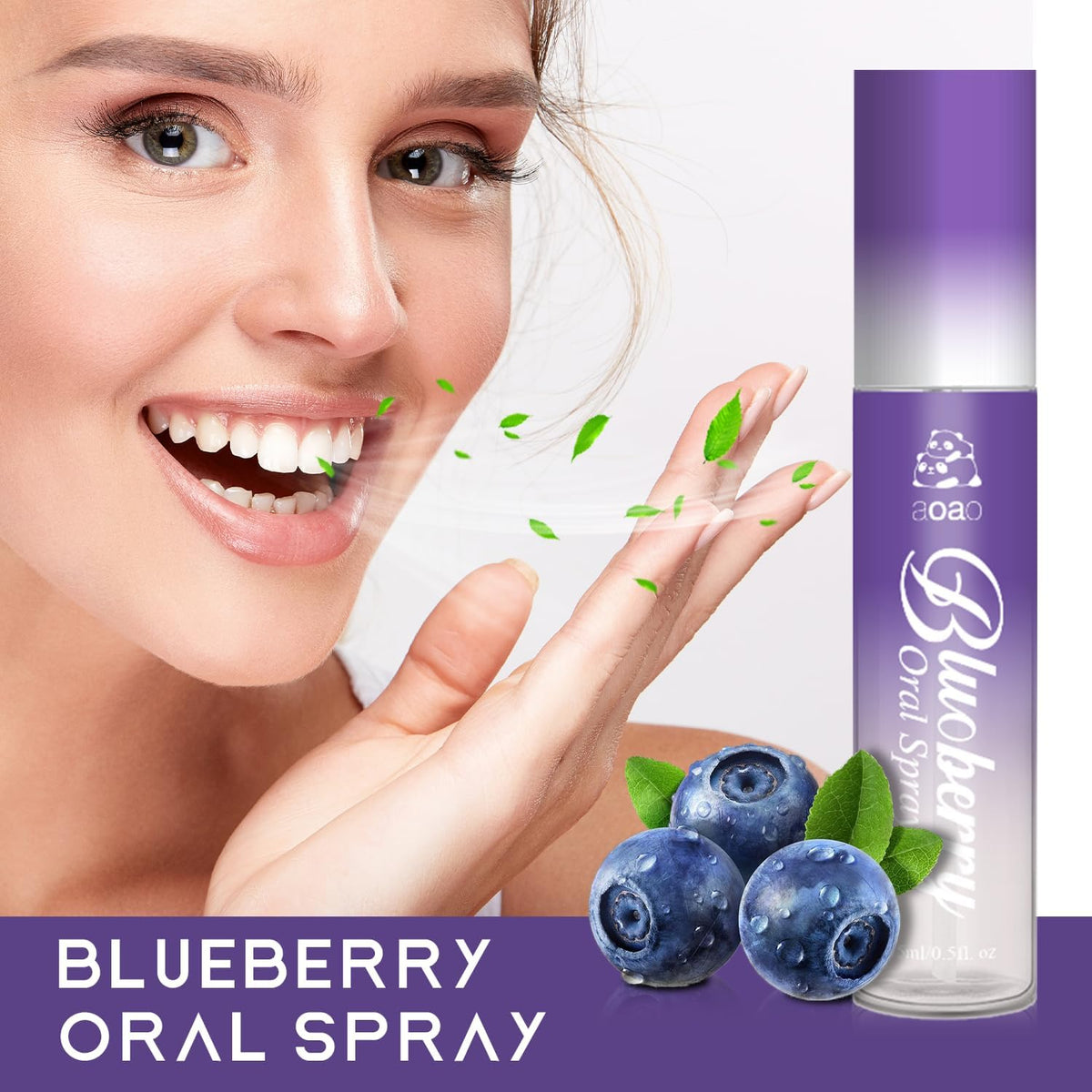 Oral Spray for Bad Breath & Dry Mouth, Sugar Free Lychee & Blueberry Flavor