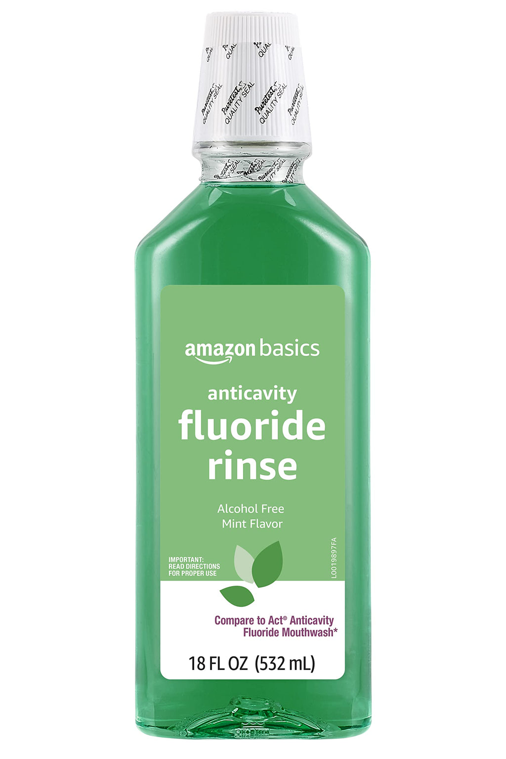 Amazon Basics Anticavity Fluoride Rinse, Alcohol-Free, Mint, 18 ounce (Pack of 4), Packaging May Vary