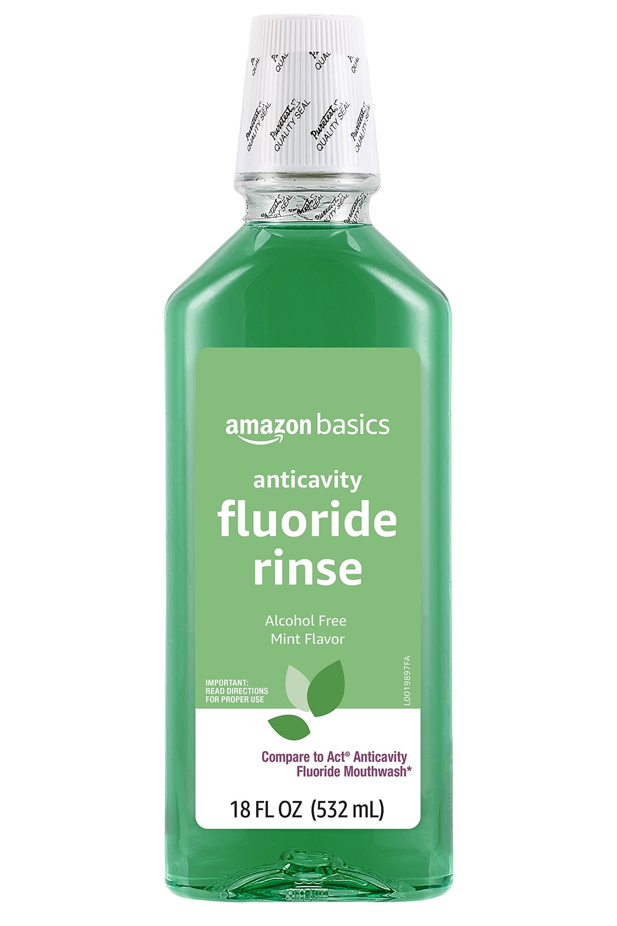 Amazon Basics Anticavity Fluoride Rinse, Alcohol-Free, Mint, 18 ounce (Pack of 4), Packaging May Vary