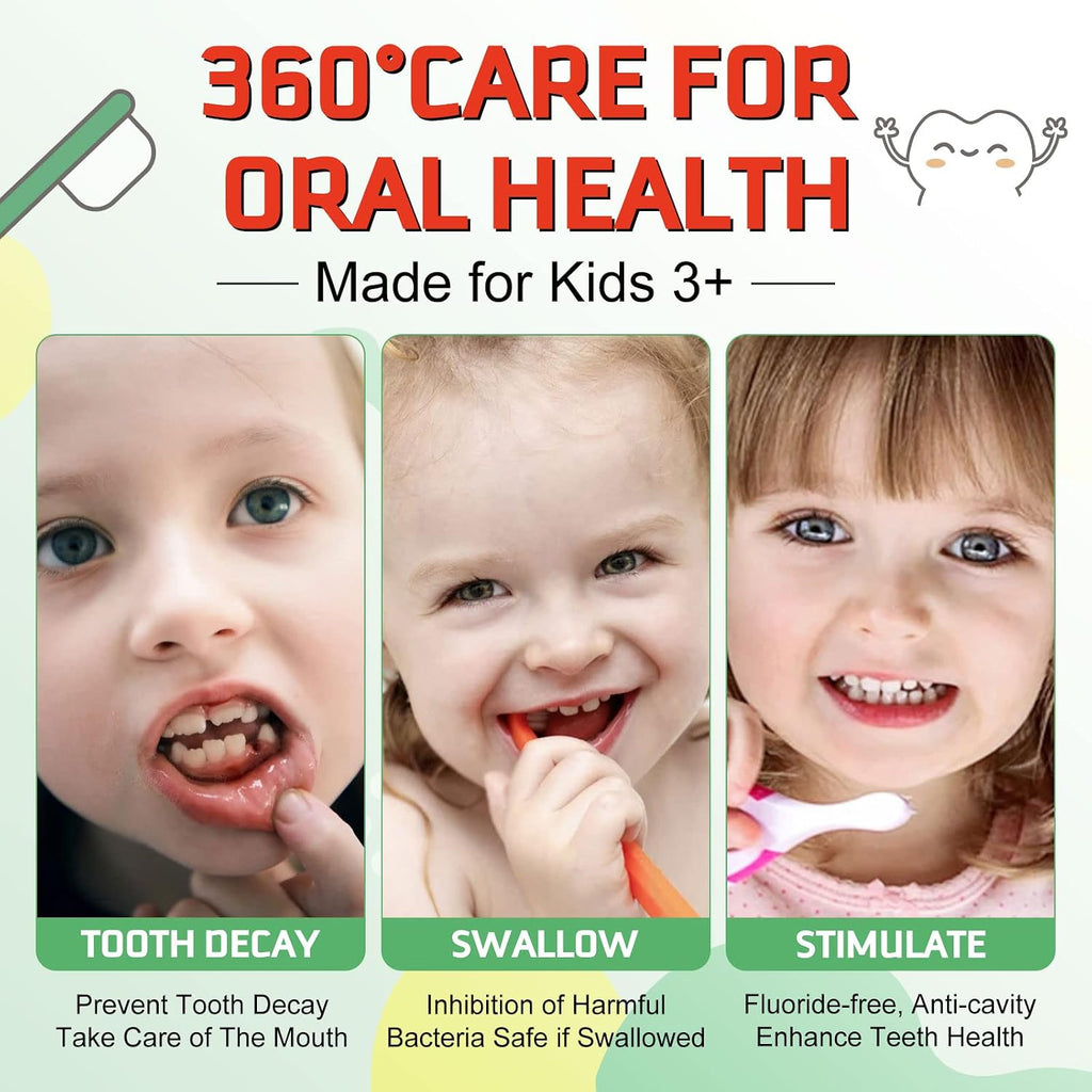 Foam Toothpaste Kids, Toddler Foam Toothpaste with Low Fluoride for U Shaped Toothbrush, Foaming Toothpaste and Mouthwash for Dental Care for Children Kids Age for 3 and Up (Strawberry+Watermelon)