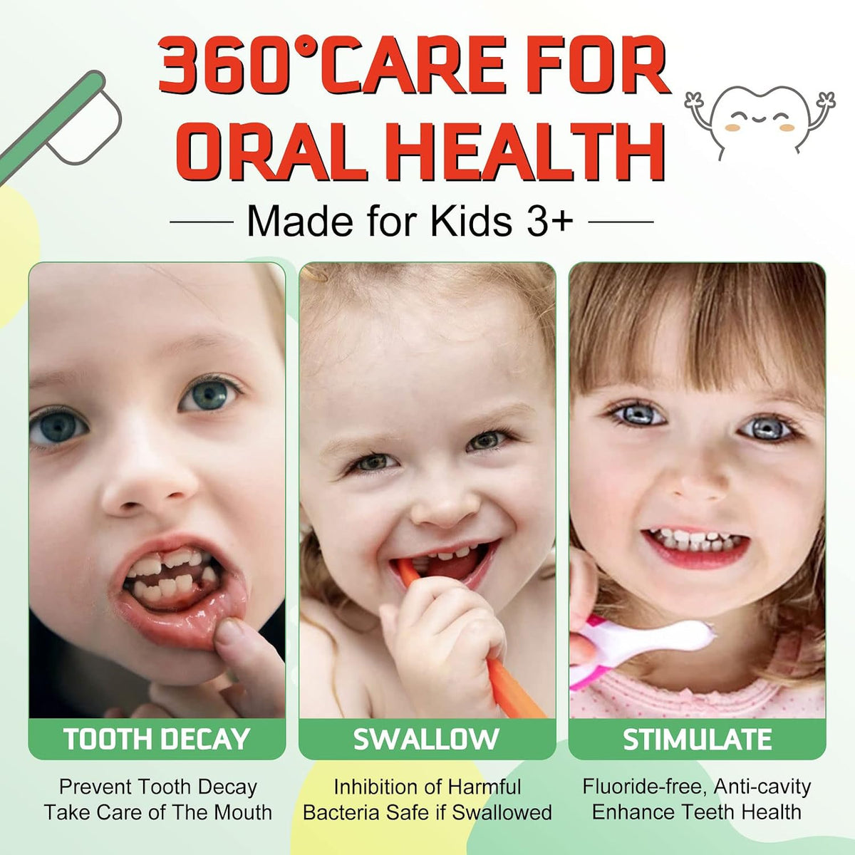 Foam Toothpaste Kids, Toddler Foam Toothpaste with Low Fluoride for U Shaped Toothbrush, Foaming Toothpaste and Mouthwash for Dental Care for Children Kids Age for 3 and Up (Strawberry+Watermelon)