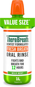 TheraBreath Fresh Breath Mouthwash, Mild Mint, 1 Liter