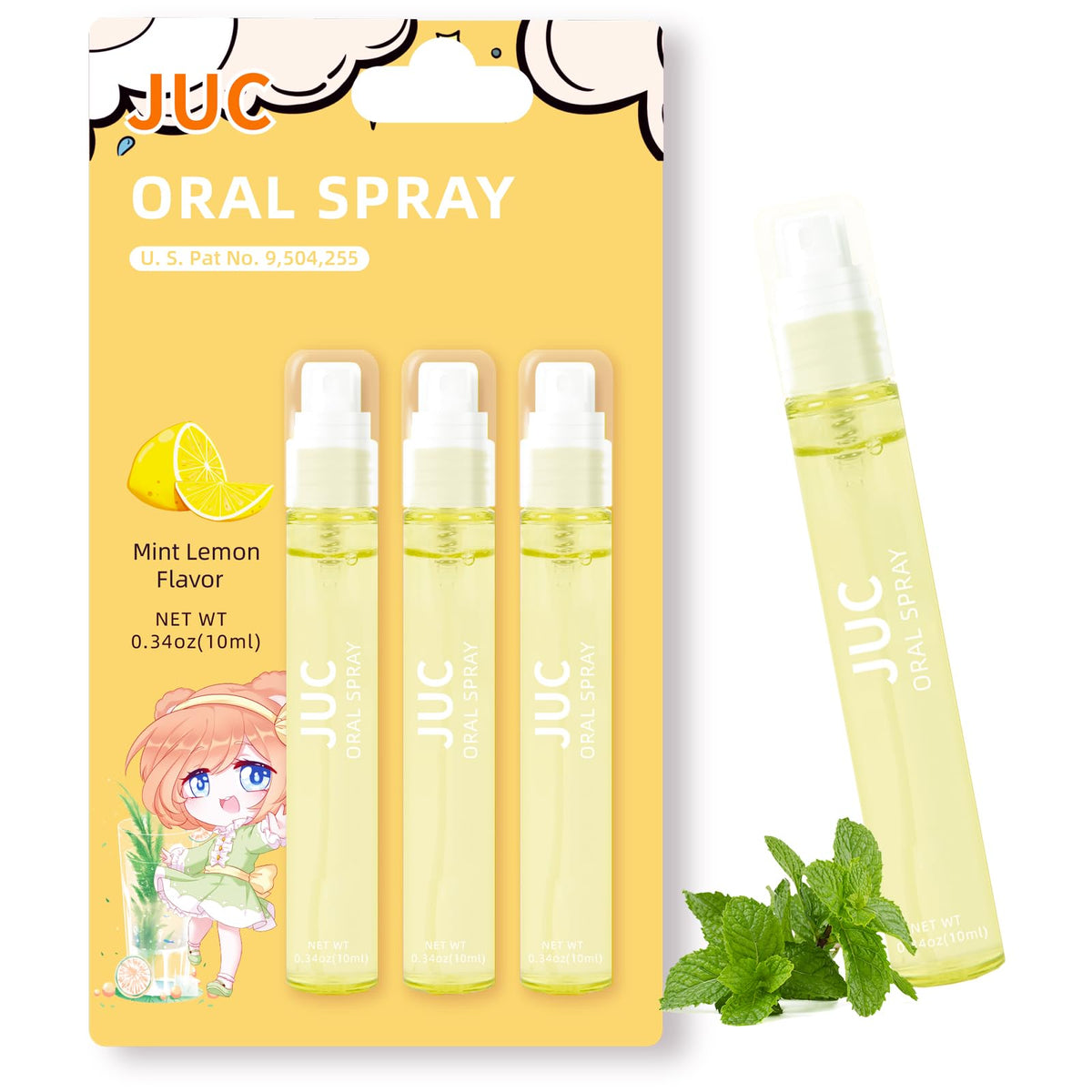 3 Count Mint Breath Spray Mouth Freshener Oral Care for All Ages 0.33OZ (10ML) Cool Mint Flavor