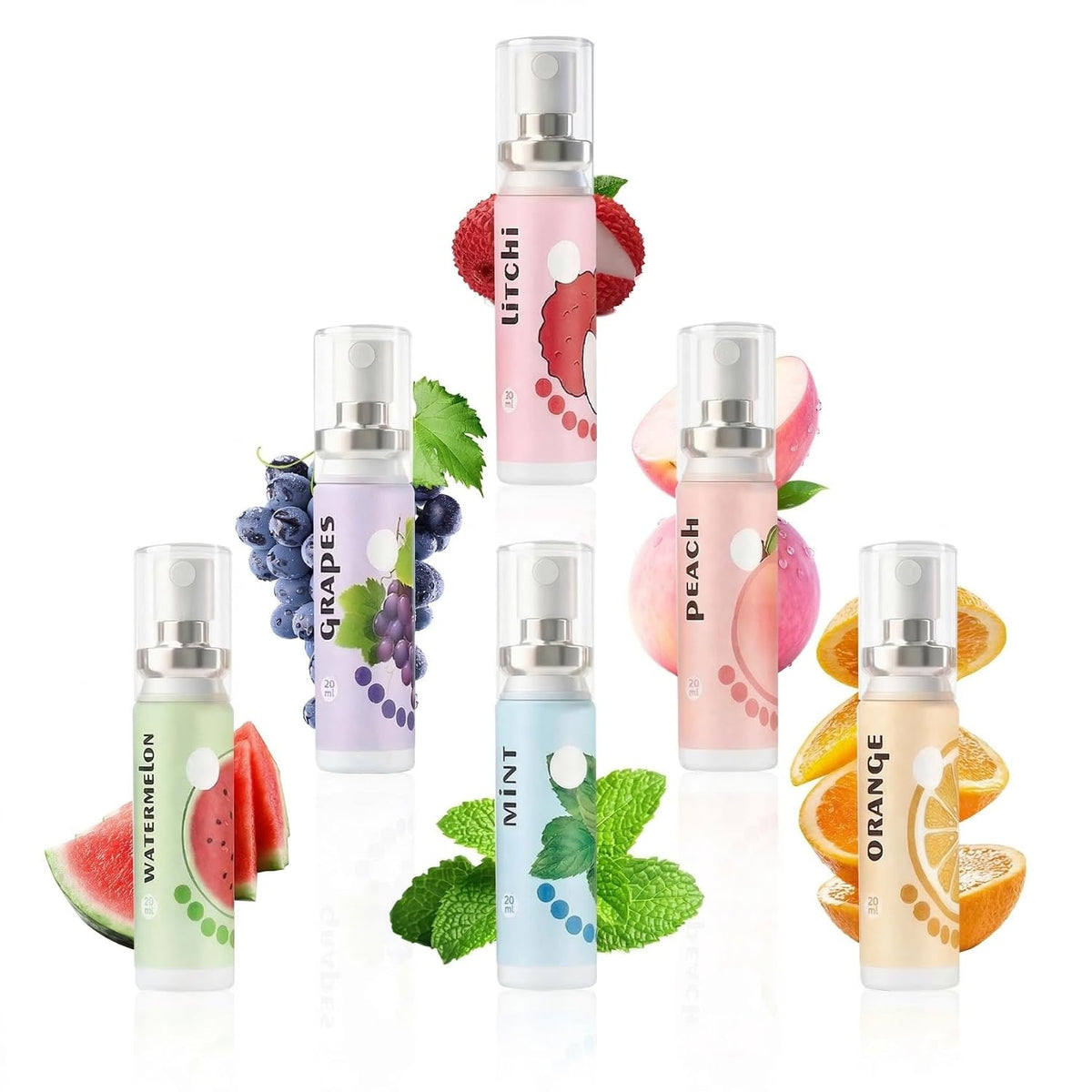 6 Pack Assorted Fruit Flavors Mouth Spray,Probiotic Breath Freshener,Portable Breath Spray,Fights Whisp Bad Breath,Daily Gentle Oral Care