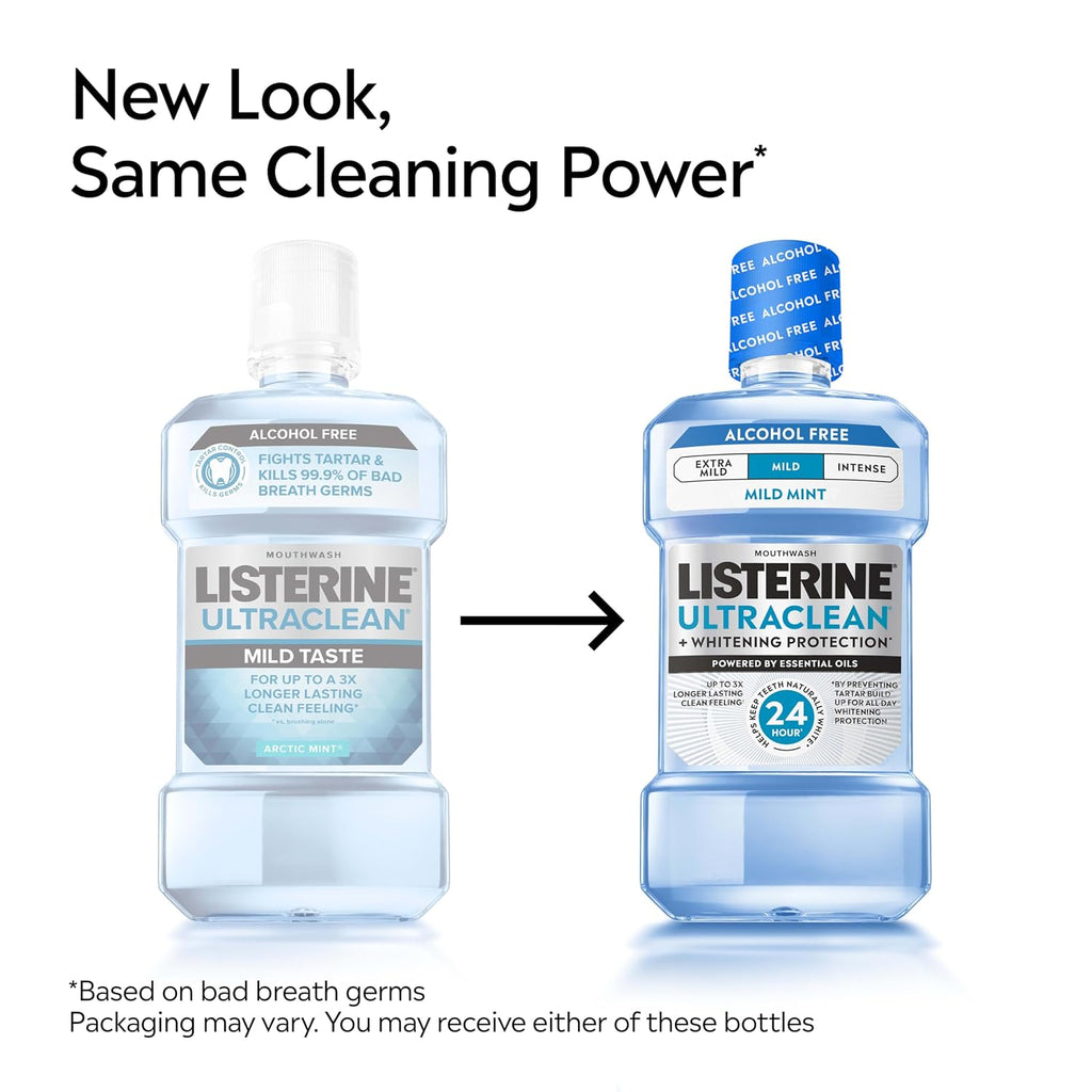 Listerine Ultraclean Alcohol-Free Mouthwash, Mild Mint, 33.8 fl. oz/1L