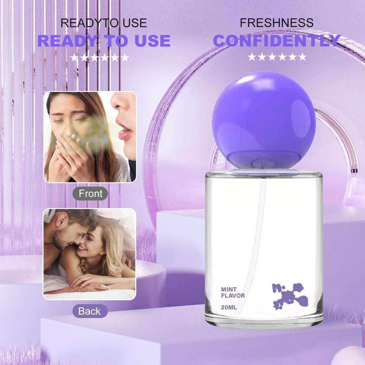 Alcohol-Free Oral Spray for Long-Lasting Fresh Breath, 2-Pack Minty Cooling Travel Size (20ml/0.68fl oz Each) On-The-Go Freshness