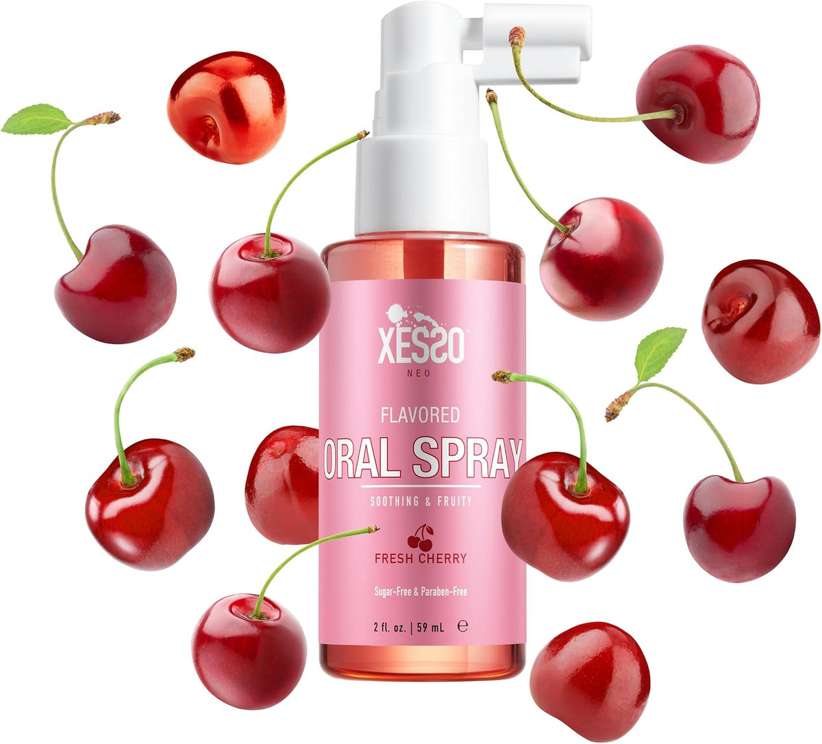 XESSO Flavored Oral Spray w/Fresh Cherry Scent 2 fl oz, Made in USA