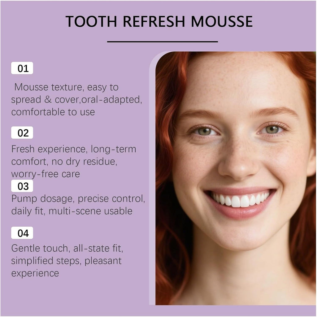 Teeth Freshening Mousse 60ml - Foaming Oral Cleanser for Smoother Brushing(1pcs)