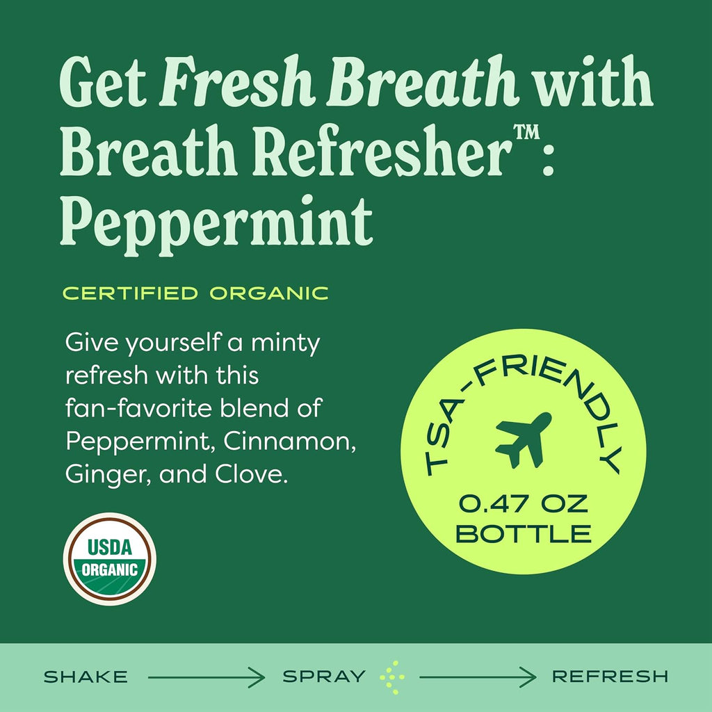 Herb Pharm Breath Refresher Certified Organic Herbal Fresh Breath Spray, Peppermint, Sugar-Free, Gluten-Free and Non-GMO