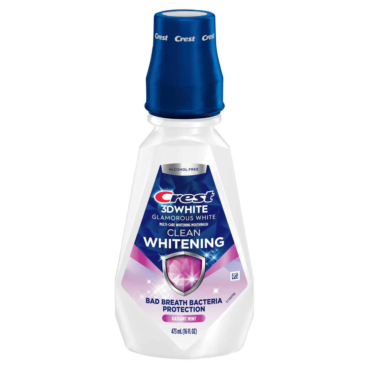 Crest 3D White Glamorous White Alcohol Free Multi-Care Whitening Mouthwash, Hydrogen Peroxide Mouthwash, Arctic Mint, 16 fl oz (473 mL) - Pack of 4, Crest Mouthwash