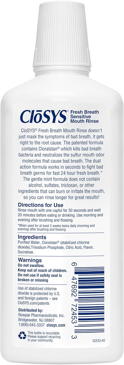 CloSYS Mouthwash, 32 Ounce, Fresh Breath Mouthwash, 2 Pack, Gentle Mint