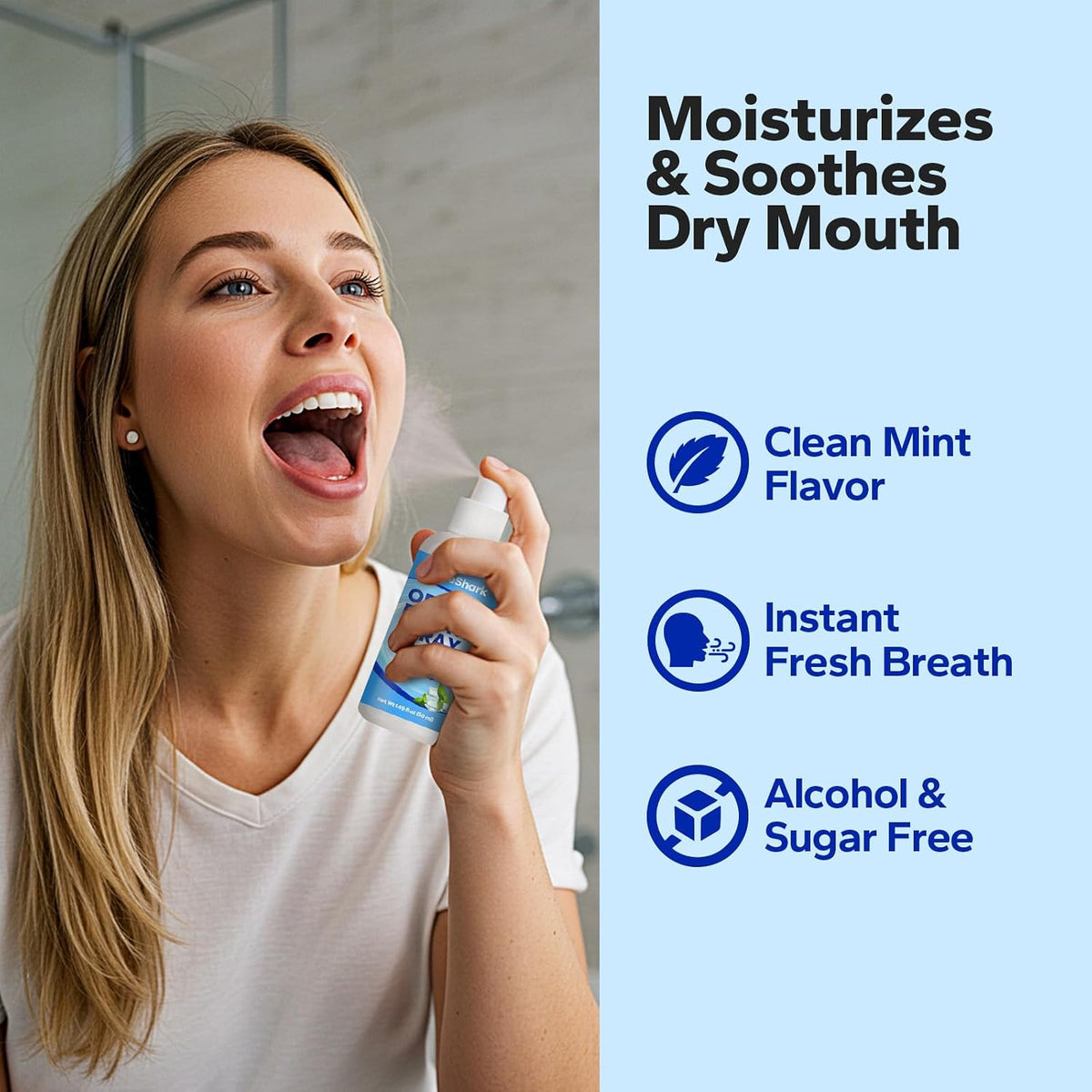 Fresh Breath Spray (2 Pack), Mouth Moisturizer for Dry Mouth, Long Lasting Mint Flavor, 1.69 oz Travel Size, Alcohol-Free & Sugar Free, Natural Ingredients for Bad Breath Instant Fresh