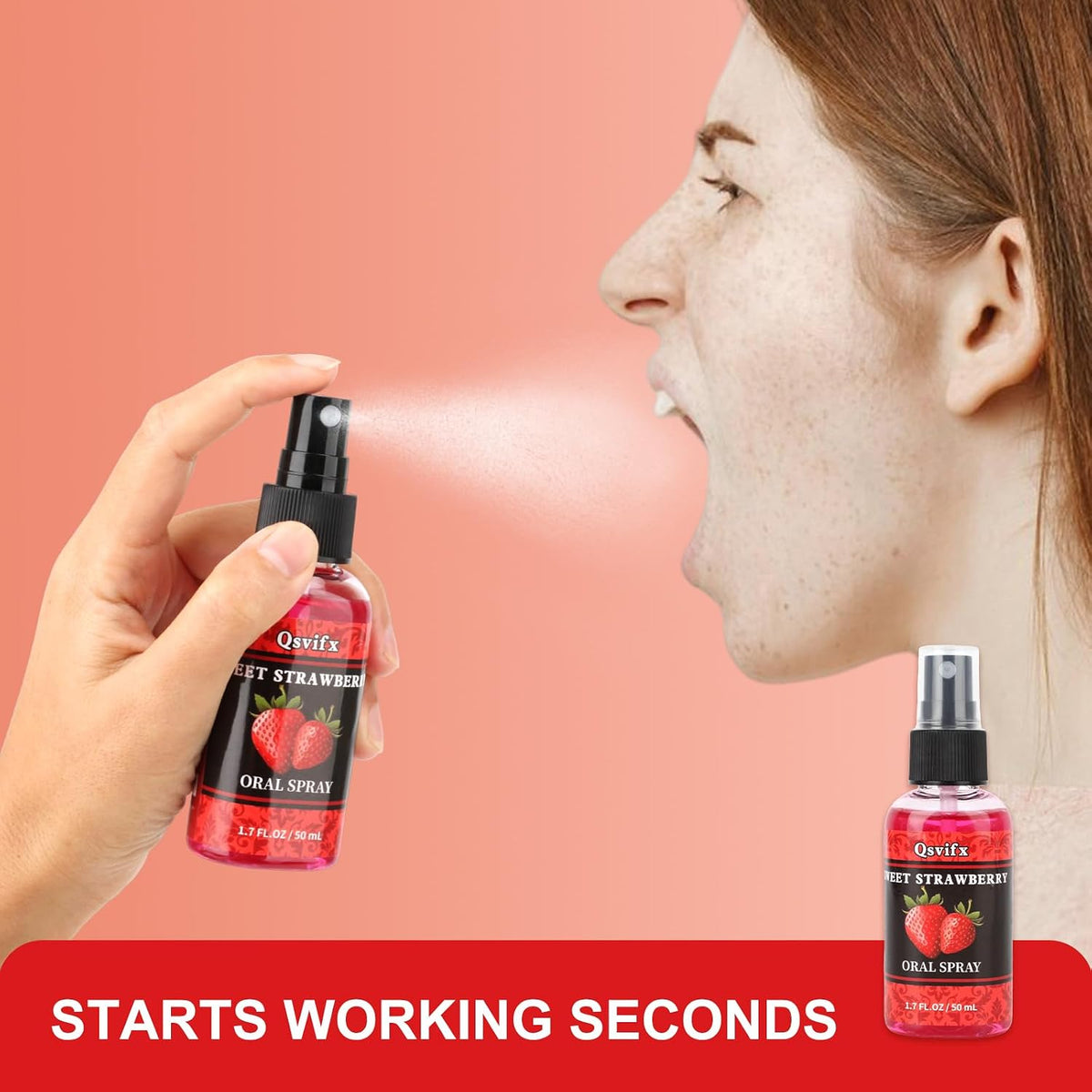 Deep Throat Spray Strawberry Flavored for Oral Women Men 1.7 Fl.oz, Relaxes Gag Reflex