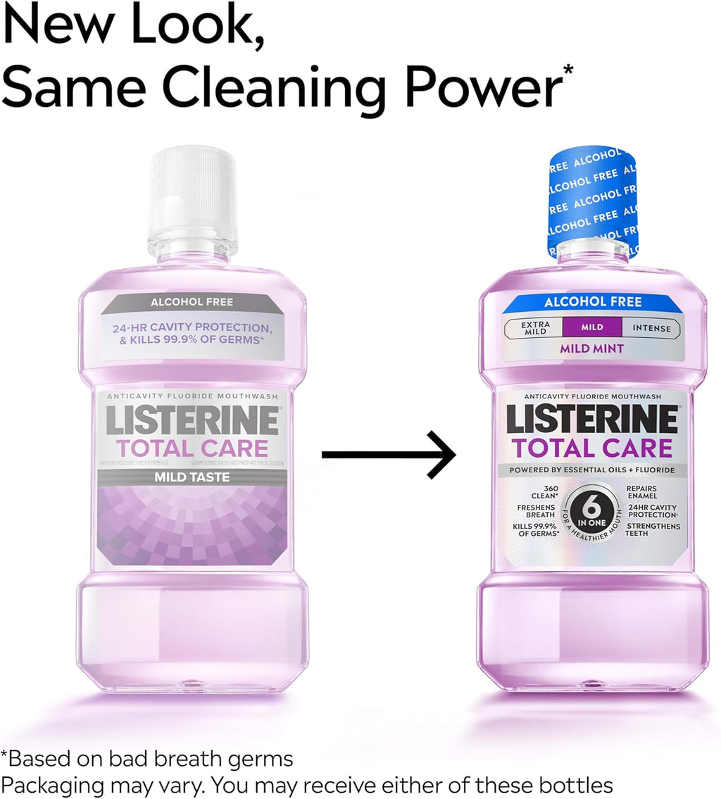 Listerine Total Care Alcohol Free Mouthwash, Mild Mint, 33.8 fl. oz/1L x 2