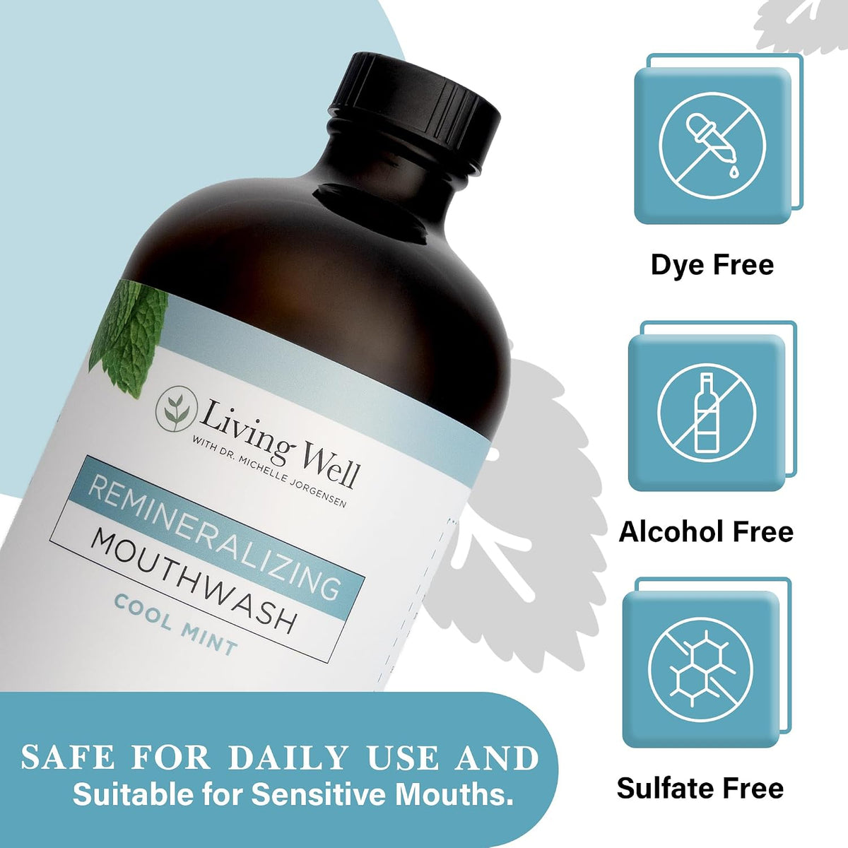 Living Well Dr. Michelle Remineralizing Mouthwash, Cool Mint