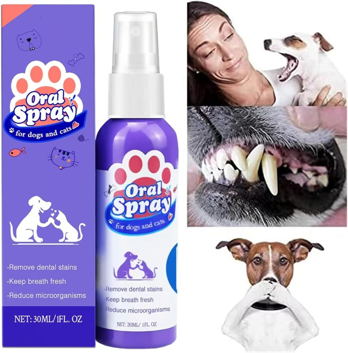 Petry Oral Spray for Dogs - Petry Teeth Cleaning Spray for Dogs and Cats, Pet Breath Freshener Spray Care Cleaner, Oral Spray for Pets, Dog Dental Spray Reduces Plaque & Tartar Buildup (2pcs)