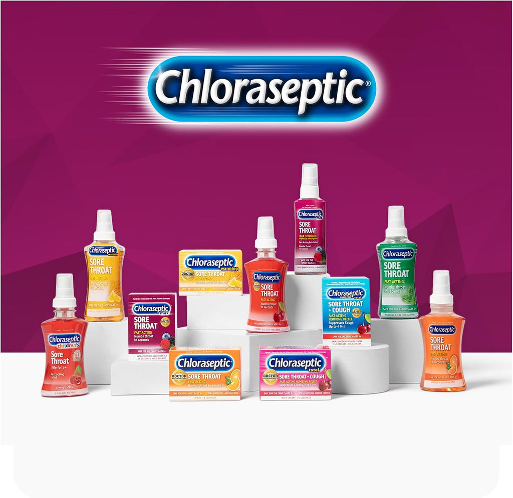 Chloraseptic Max Strength Sore Throat Spray, Sugar-Free Wild Berry, 4 Fl Oz