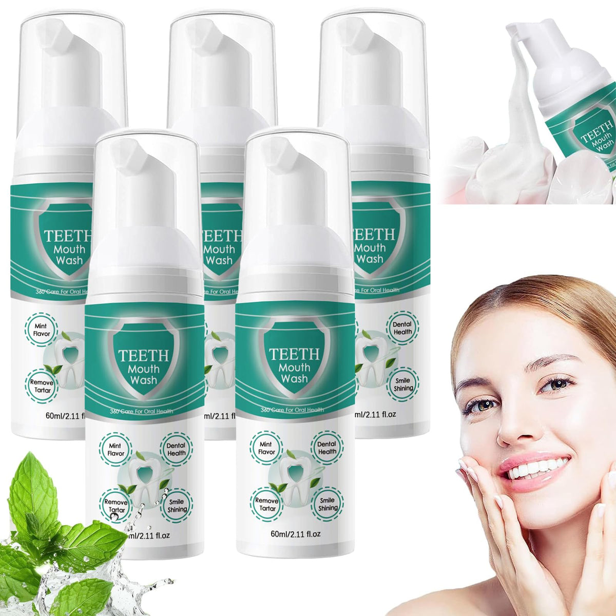 Oral Mouthwash - Teeth Mouthwash Foam, Teeth Total Care Mouthwash, Teeth Whitening Mouthwash, Oral Care Mouthwash Foam (5PC)