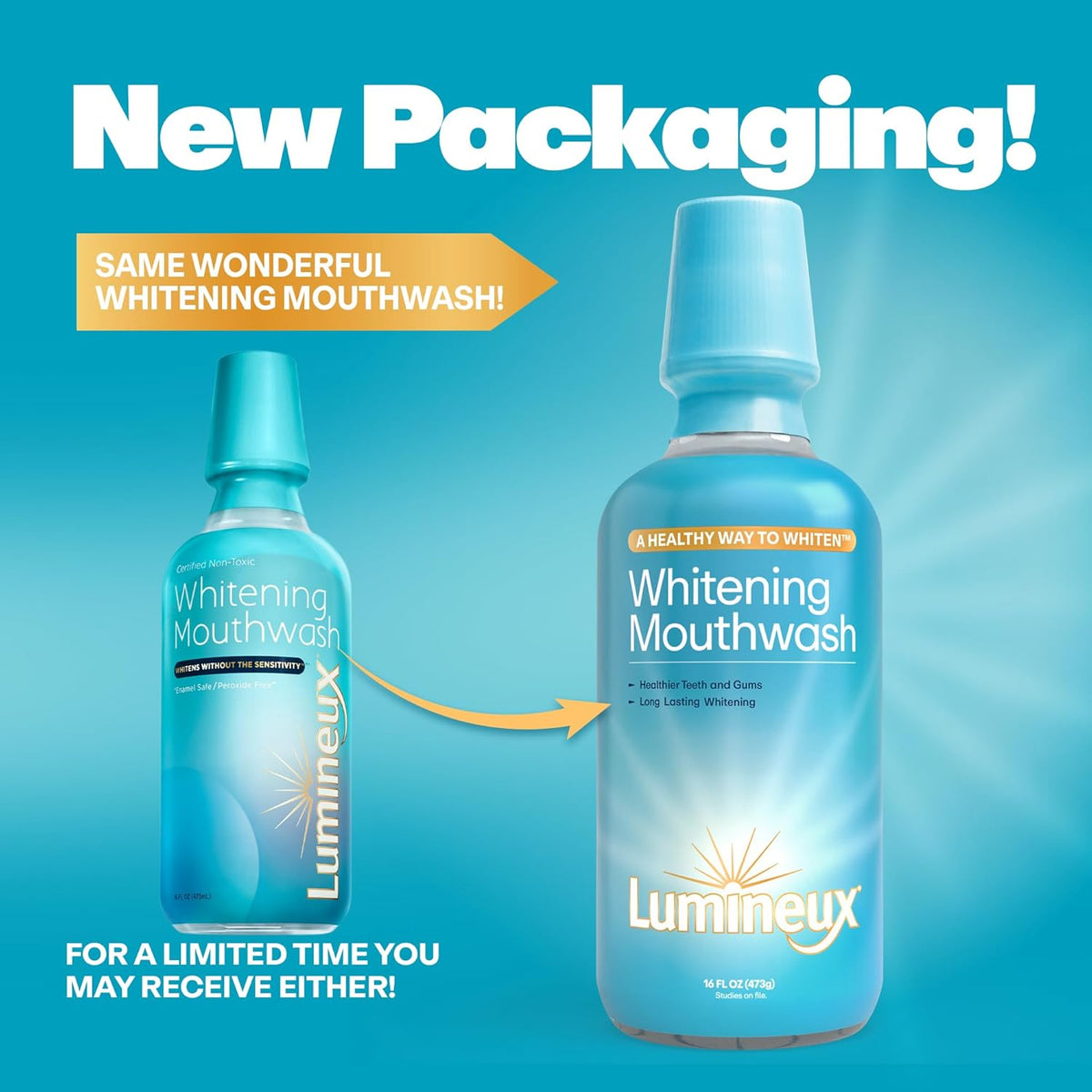 Lumineux Teeth Whitening Mouthwash, Peroxide Free, 16 fl oz, 2 Pack