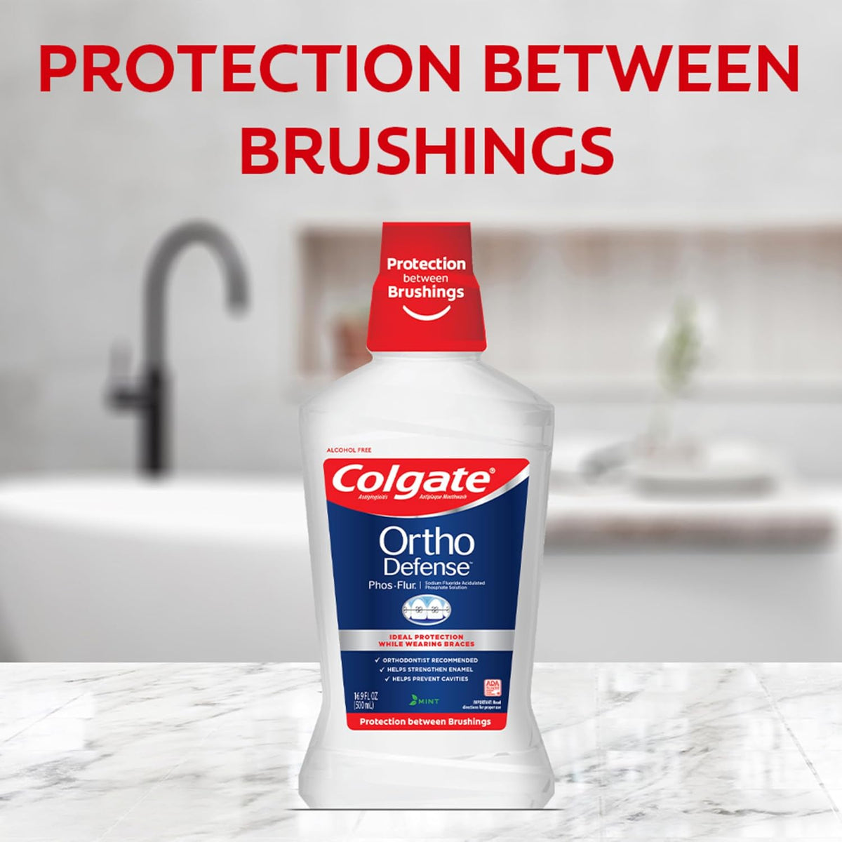 Colgate Ortho Defense Phos-Flur Fluoride Mouthwash for Braces, 16.9 fl oz