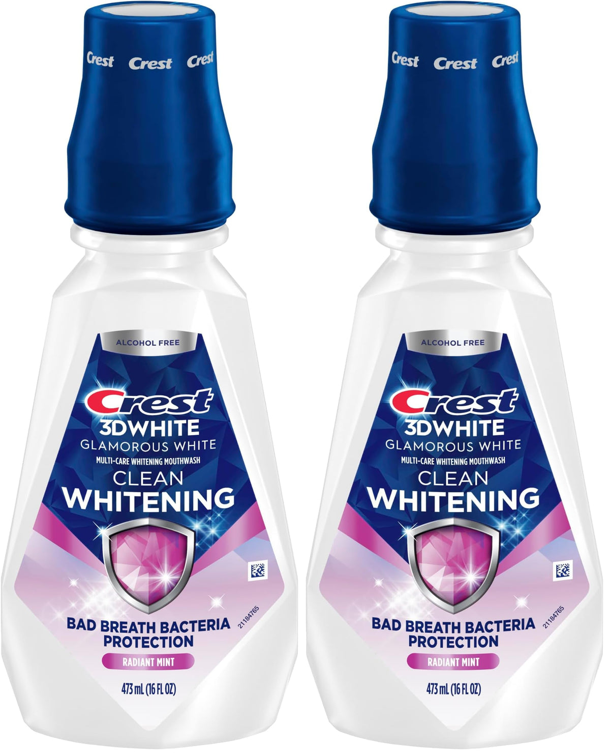 Crest 3D White Glamorous White Alcohol Free Multi-Care Whitening Mouthwash, Hydrogen Peroxide Mouthwash, Arctic Mint, 16 fl oz (473 mL) - Pack of 4, Crest Mouthwash