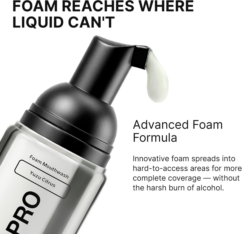 INOPRO Foam Mouthwash with Nano-Hydroxyapatite, Xylitol, Hyaluronic Acid, Vinamin C, Alcohol Free, Fluoride Free Oral Rinse Portable Travel Size - Yuzu Citrus, 2.03 fl oz