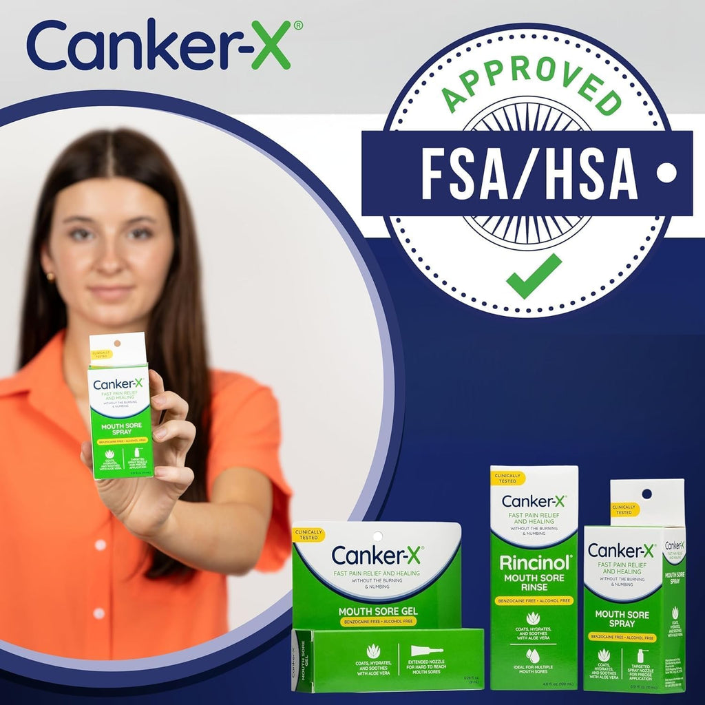 Canker-X Mouth Sore Spray, Oral Pain Relief for Canker Sores, 0.51 Fl Oz