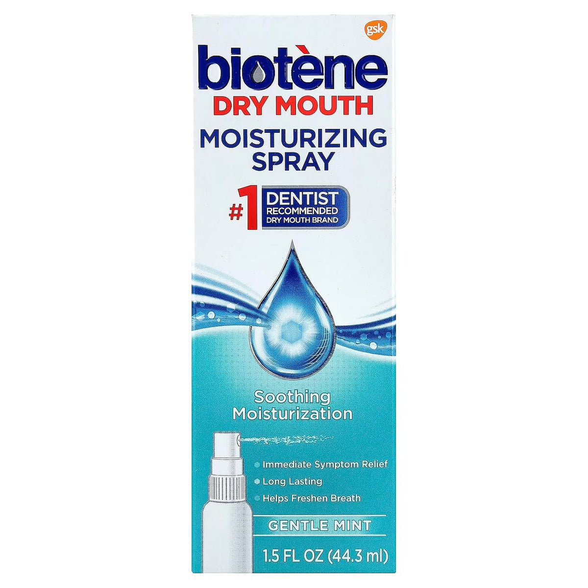 Biotene Moisturizing Dry Mouth Spray, Moisturizing Spray for Dry Mouth and Bad Breath, Gentle Mint - 1.5 fl oz (Pack of 4)