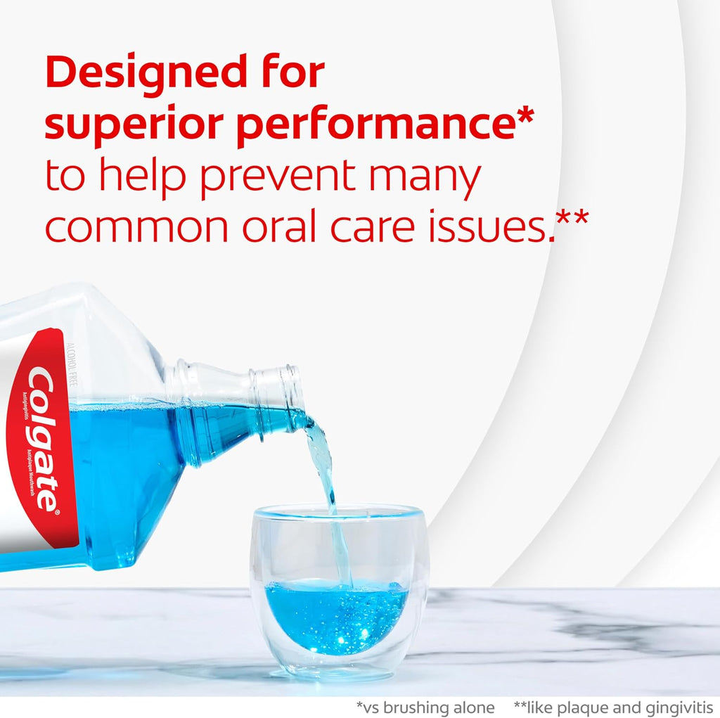 Colgate Total Alcohol Free Mouthwash, Peppermint, 3 Pack, 33.8 fl oz