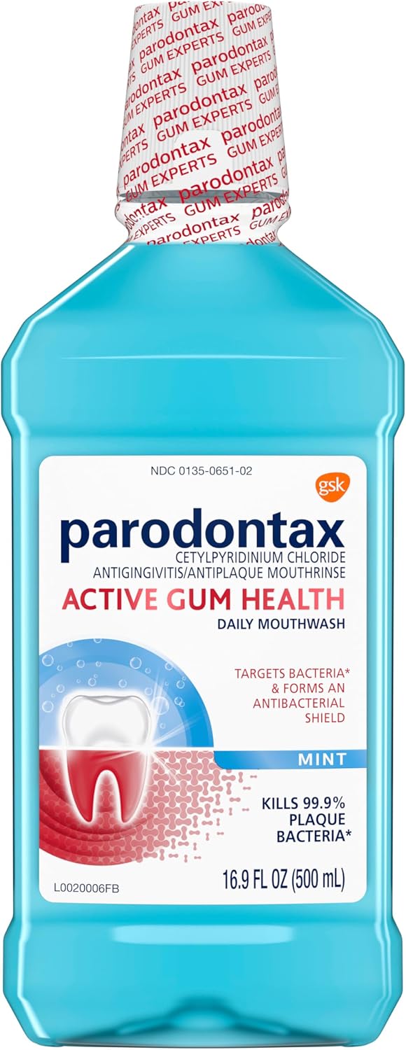 Parodontax Active Gum Health Mouthwash, Antiplaque and Antigingivitis Mouthwash, Mint, 16.9 Fl Oz