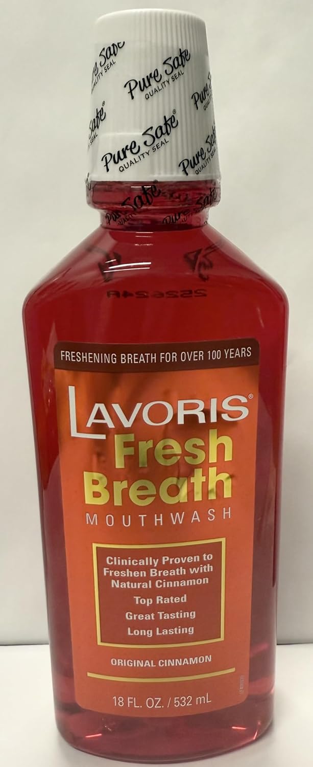 Cinnamon Original Lavoris Mouthwash Larger Size - 3 Pack of 18 oz Bottles (54 oz. Total) (6)