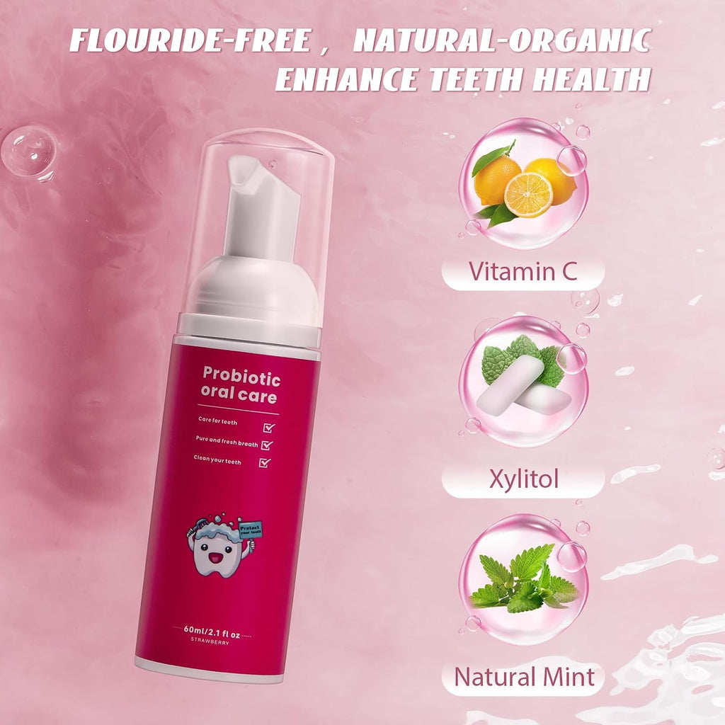 Kids Fluoride Free Toothpaste,Toddler Deep Cleaning Foam Toothpaste