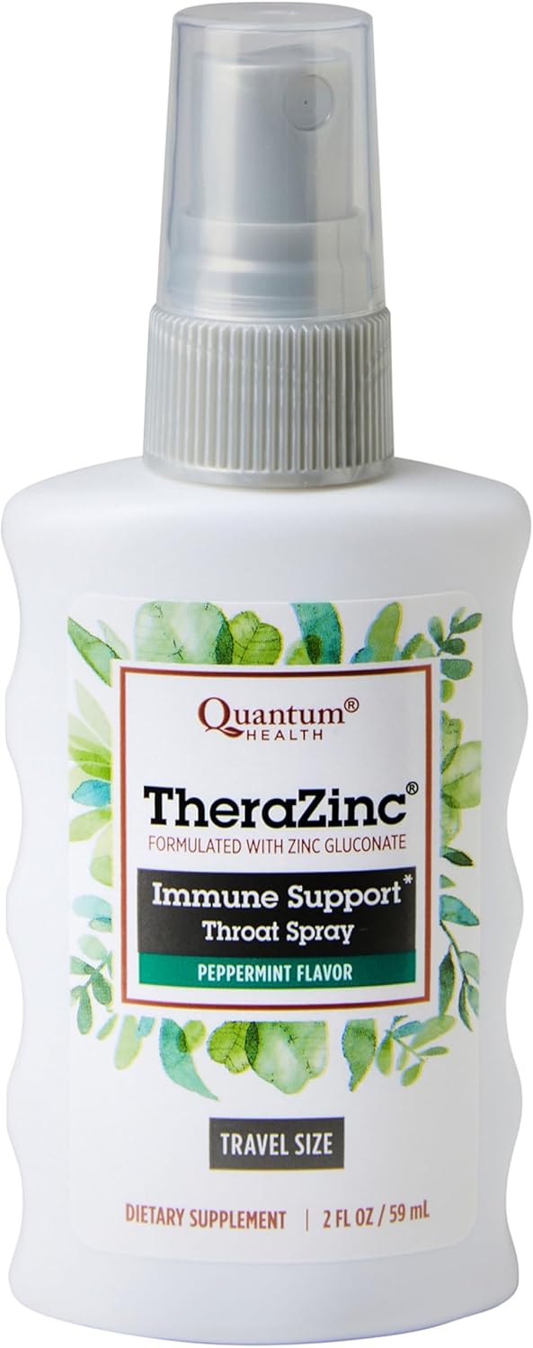Quantum Health TheraZinc Throat Spray Immune Support Peppermint Flavor, 2oz