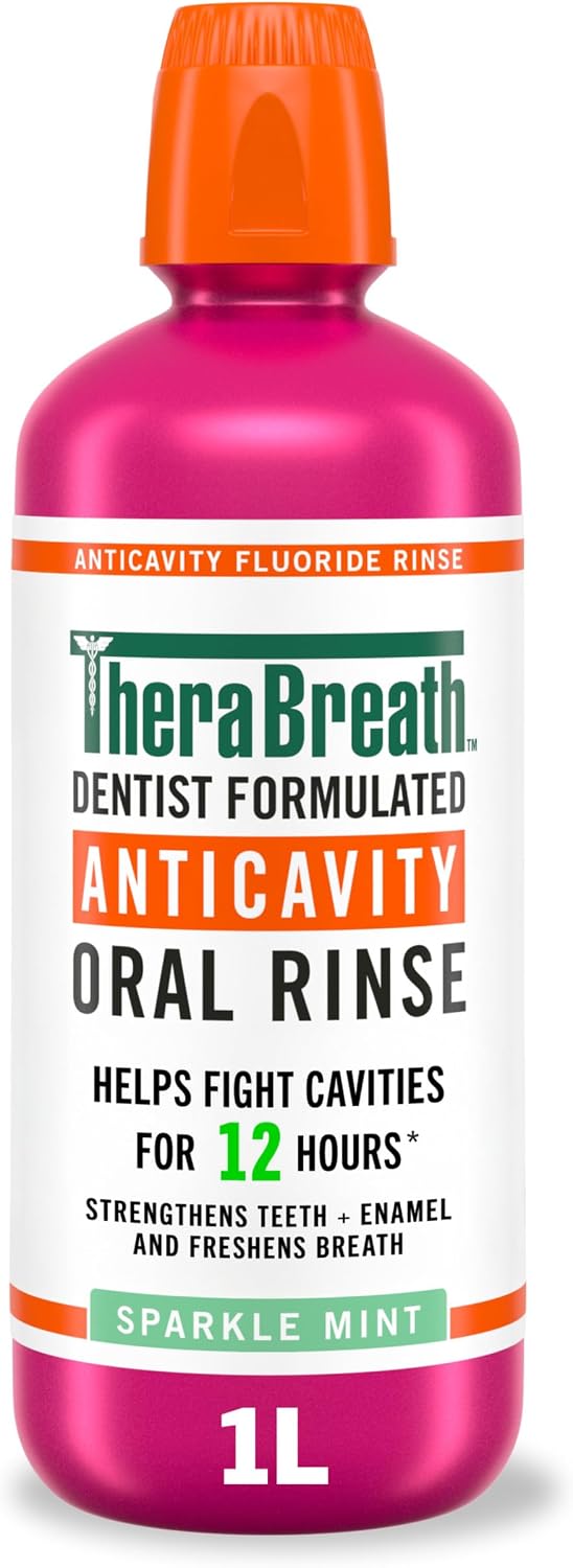 TheraBreath Anticavity Fluoride Mouthwash, Sparkle Mint, 1 Liter