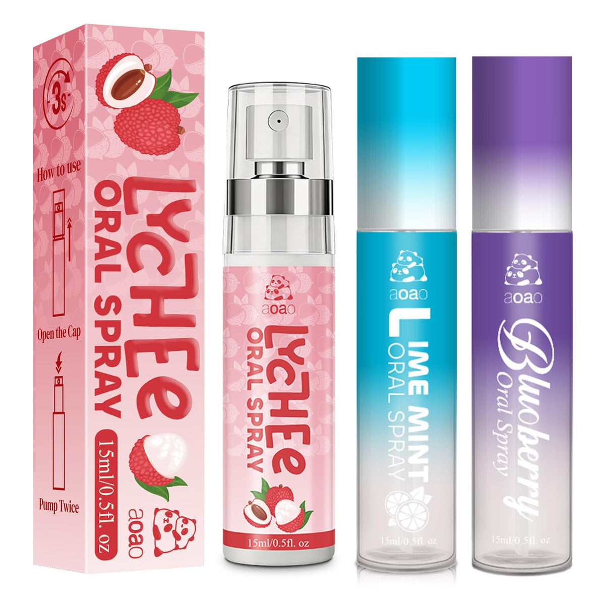 Oral Spray for Bad Breath & Dry Mouth, Sugar Free Lychee & Blueberry Flavor