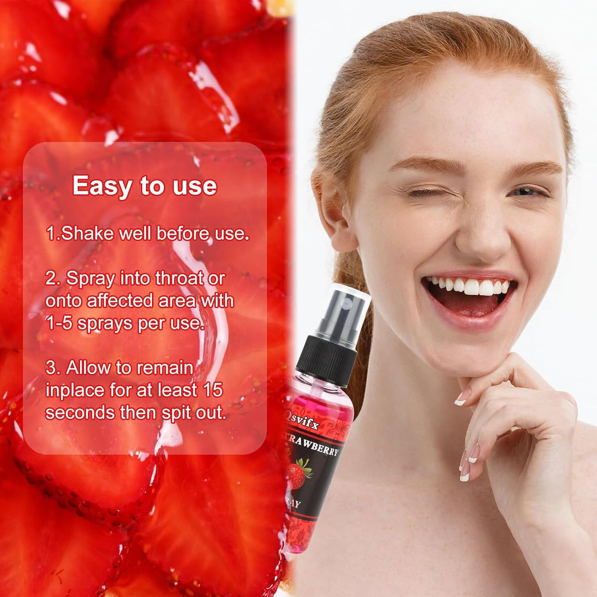 Deep Throat Spray Strawberry Flavored for Oral Women Men 1.7 Fl.oz, Relaxes Gag Reflex
