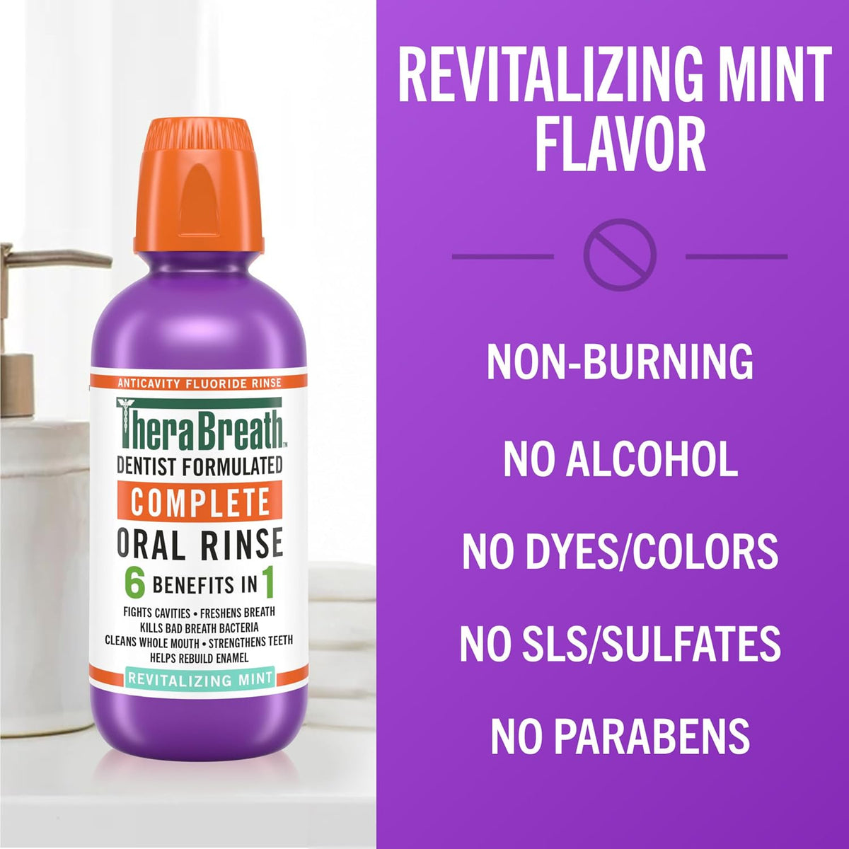 TheraBreath Complete Mouthwash, Revitalizing Mint, 16 fl oz, 2-Pack
