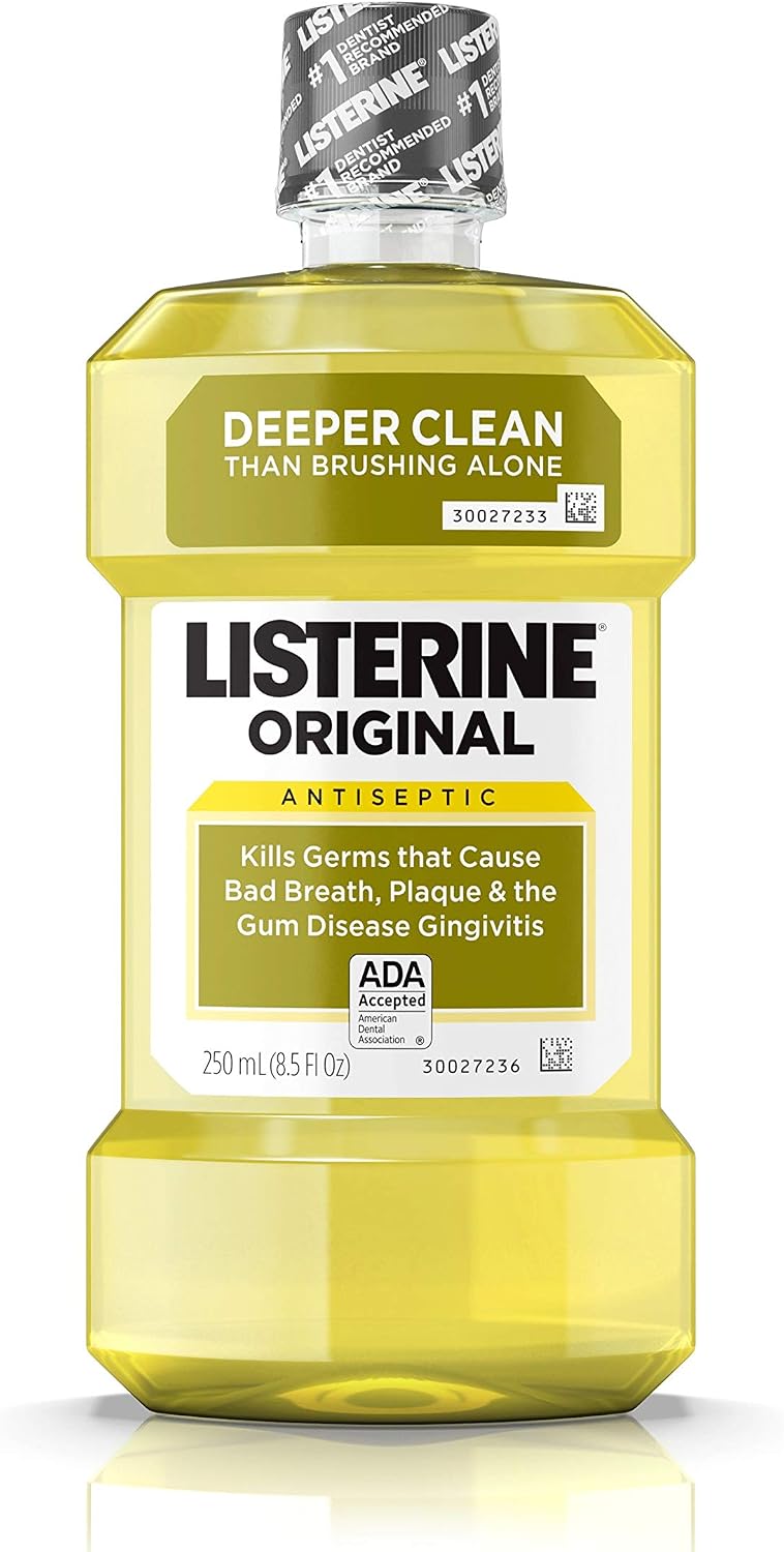 Listerine Cool Mint Antiseptic Mouthwash for Bad Breath, Travel Size 3.2 oz - Pack of 12