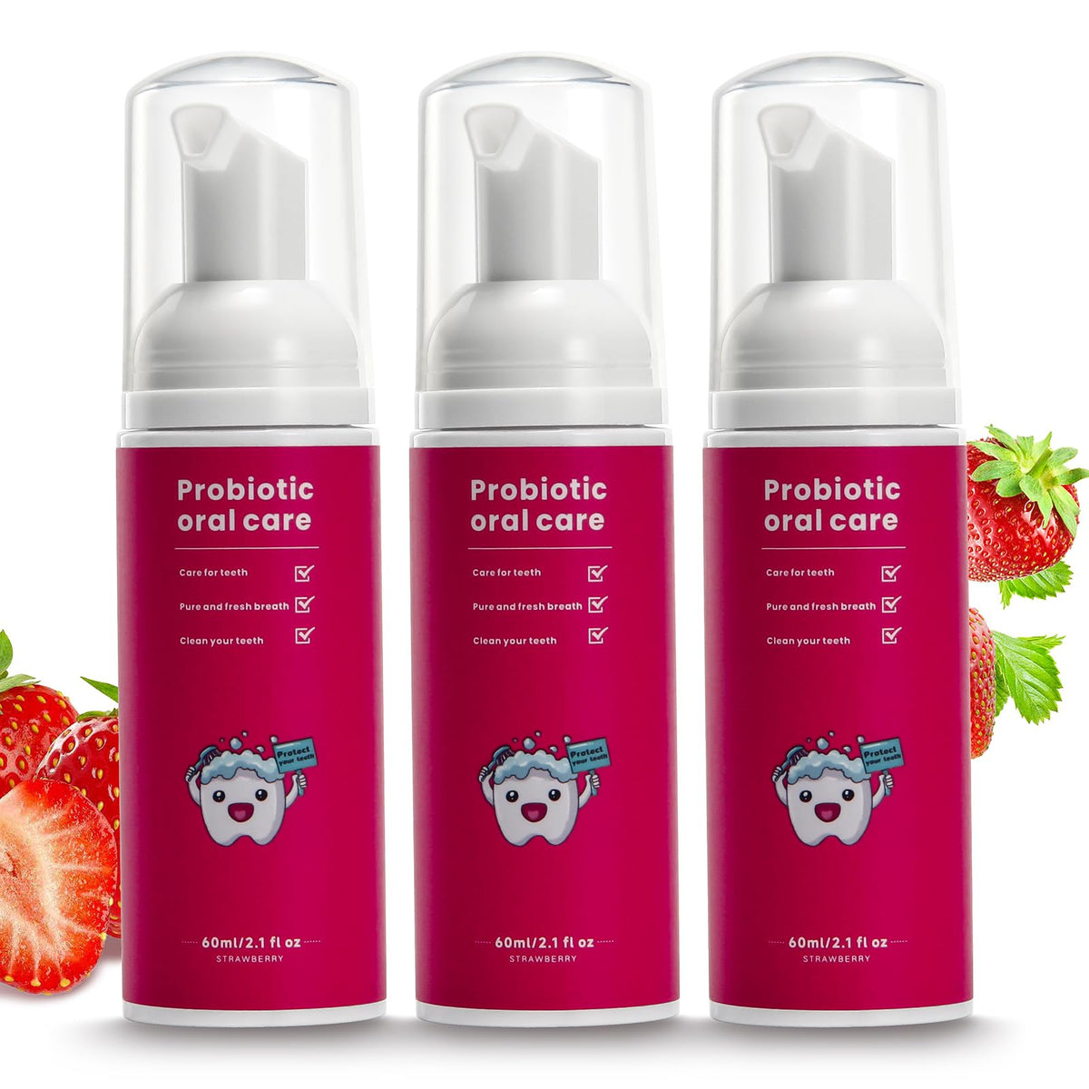 Kids Fluoride Free Foam Toothpaste,Toddler Strawberry Toothpaste-2.1oz