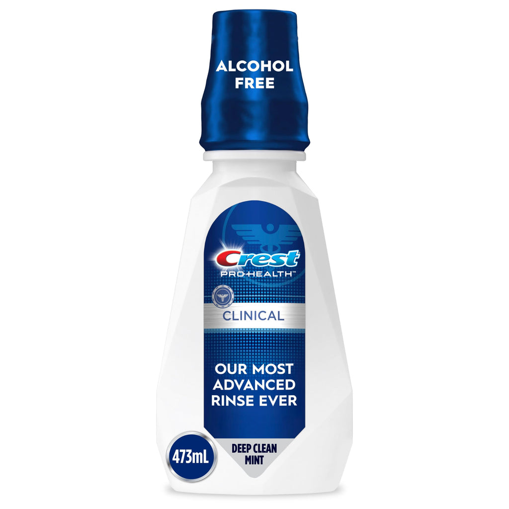 Crest Pro-Health Clinical Mouthwash with CPC, Alcohol Free, Gingivitis Treatment, Deep Clean Mint, 473 Ml (16 fl oz), 4 Count