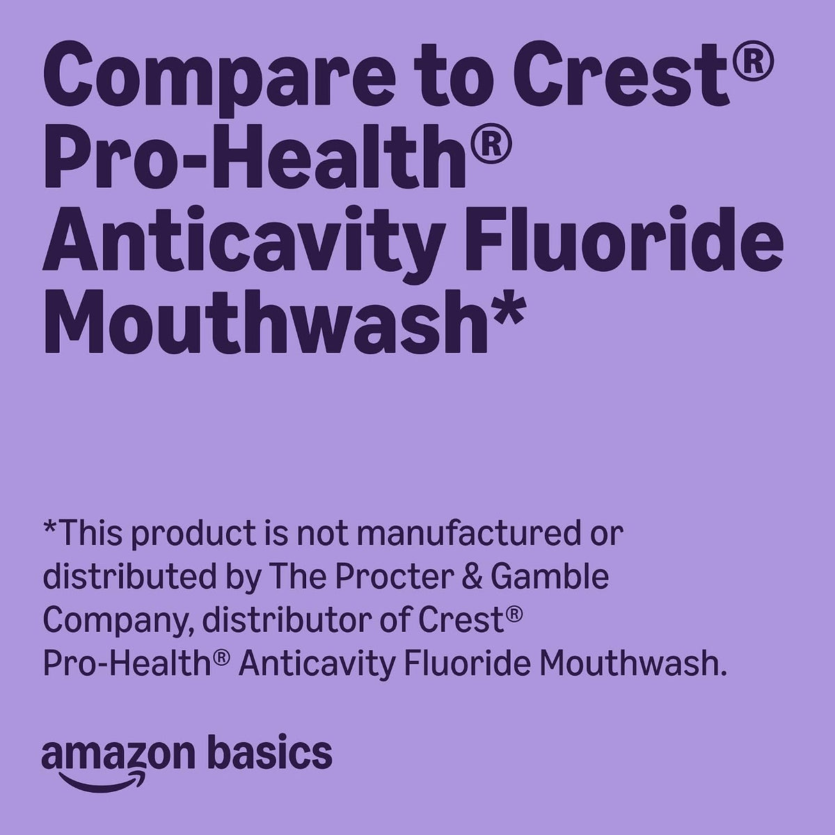 Amazon Basics Anticavity Fluoride Mouthwash, Alcohol Free, Violet Mint, 1 Liter, 33.8 Fluid Ounces, 1-Pack, Packaging May Vary