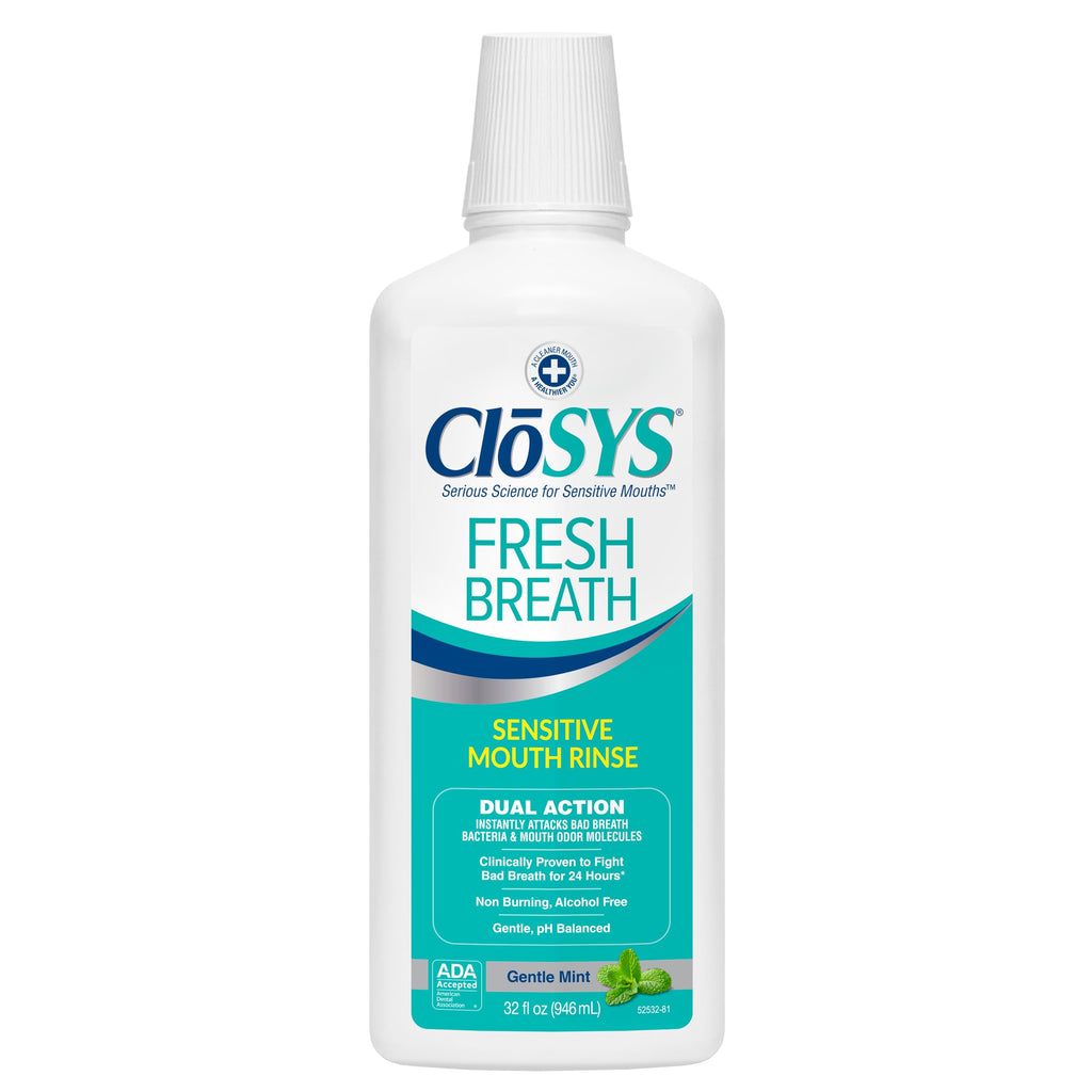 CloSYS Mouthwash, 32 Ounce, Fresh Breath Mouthwash, 2 Pack, Gentle Mint