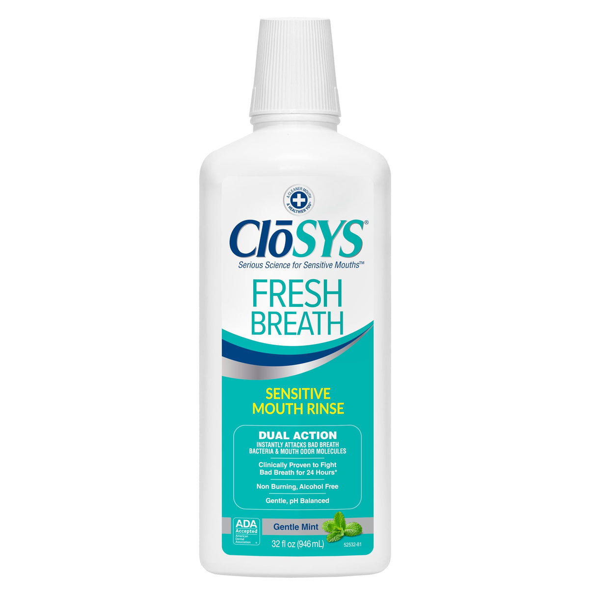 CloSYS Mouthwash, 32 Ounce, Fresh Breath Mouthwash, 2 Pack, Gentle Mint
