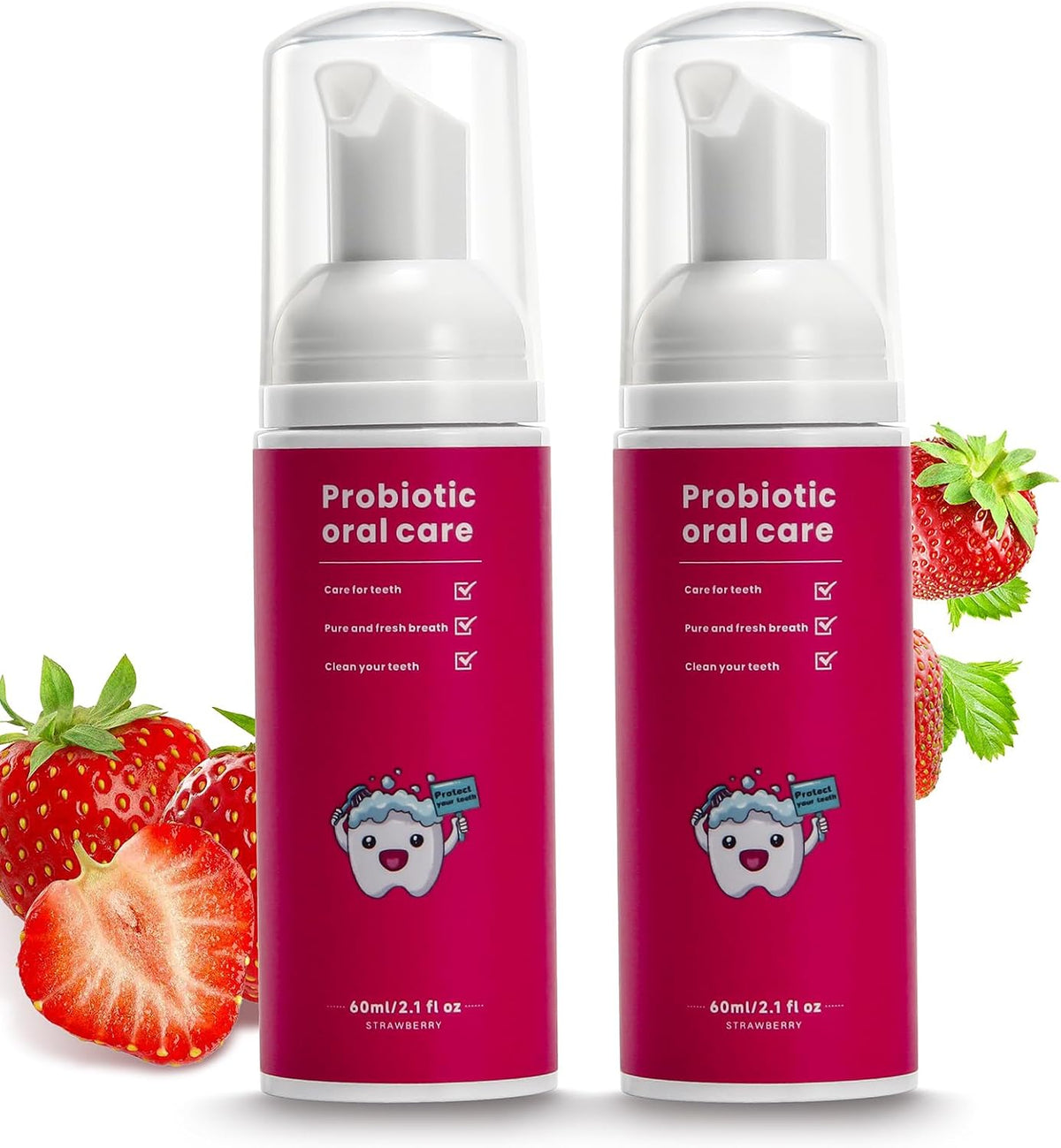 Kids Fluoride Free Foam Toothpaste,Toddler Strawberry Toothpaste-2.1oz