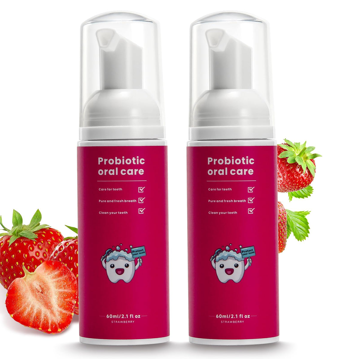 Kids Fluoride Free Foam Toothpaste,Toddler Strawberry Toothpaste-2.1oz