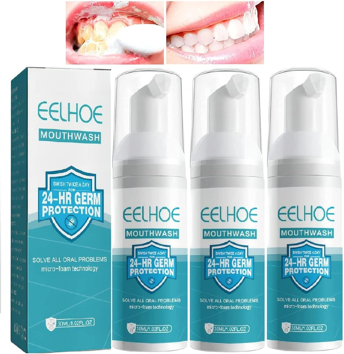 3Pcs Teeth Mouthwash Toothpaste Foam,Stain Removal Teeth Whitening,Oral Care,Fresh Breath Deep Cleaning.