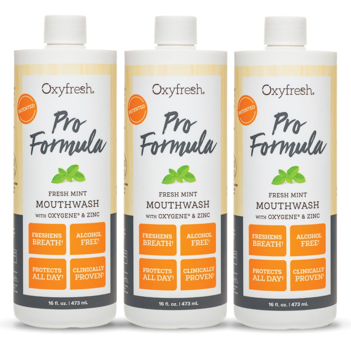 Oxyfresh Pro Formula Fresh Mint Mouthwash – Patented Zinc Mouthrinse for Fresh Breath, Healthy Gums & Bad Breath Treatment for Adults - Dye, Fluoride & Alcohol Free (16 Fl Oz)