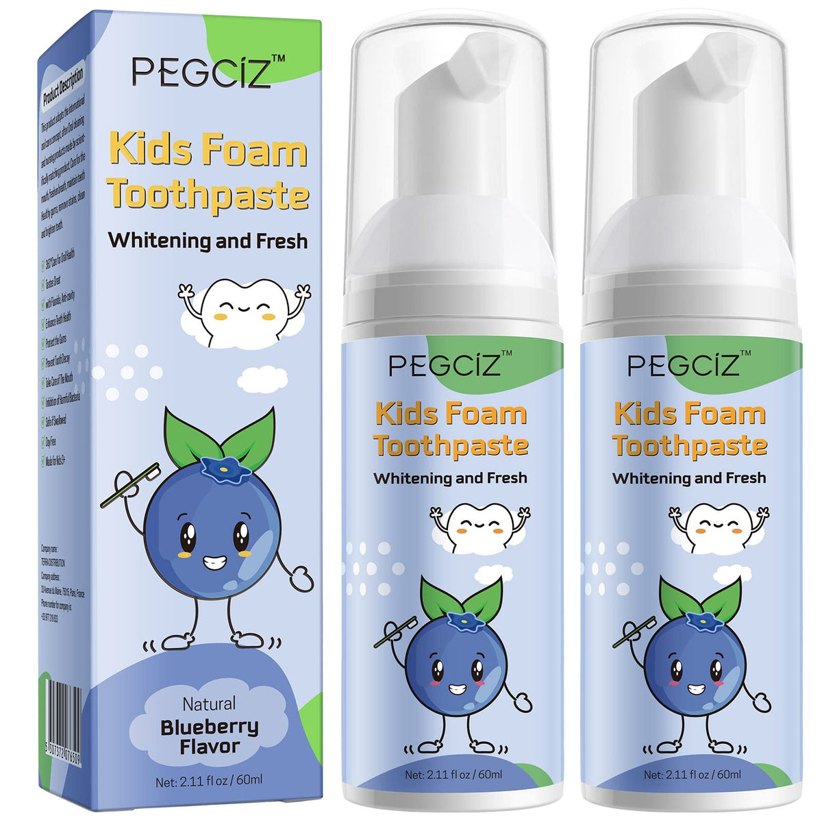Foam Toothpaste Kids, Toddler Foam Toothpaste with Low Fluoride for U Shaped Toothbrush, Foaming Toothpaste and Mouthwash for Dental Care for Children Kids Age for 3 and Up (Strawberry+Watermelon)